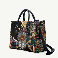 Native American Navajo Wolf Leather Bag Grunge Pattern