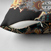 Native American Navajo Wolf Pillow Cover Grunge Pattern