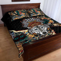 Native American Navajo Wolf Quilt Bed Set Grunge Pattern