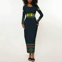 Custom Soccer 2026 Jamaica Long Sleeve Bodycon Dress Reggae Music Spirit