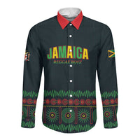 Custom Soccer 2026 Jamaica Long Sleeve Button Shirt Reggae Music Spirit