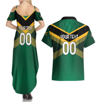 Custom Rugby Jamaica Couples Matching Summer Maxi Dress and Hawaiian Shirt Reggae Warriors Go Champions
