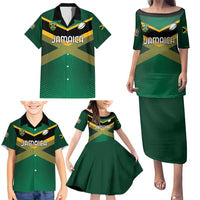 Custom Rugby Jamaica Family Matching Puletasi and Hawaiian Shirt Reggae Warriors Go Champions