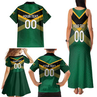 Custom Rugby Jamaica Family Matching Tank Maxi Dress and Hawaiian Shirt Reggae Warriors Go Champions