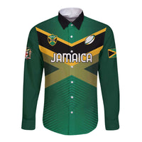 Custom Rugby Jamaica Long Sleeve Button Shirt Reggae Warriors Go Champions