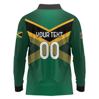 Custom Rugby Jamaica Long Sleeve Polo Shirt Reggae Warriors Go Champions
