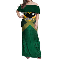Custom Rugby Jamaica Off Shoulder Maxi Dress Reggae Warriors Go Champions