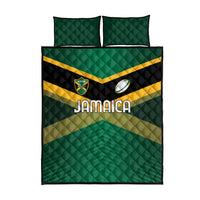 Rugby Jamaica Quilt Bed Set Reggae Warriors Go Champions