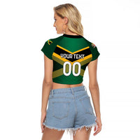 Custom Rugby Jamaica Raglan Cropped T Shirt Reggae Warriors Go Champions