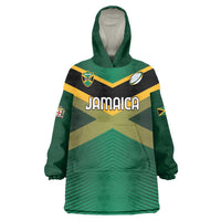 Custom Rugby Jamaica Wearable Blanket Hoodie Reggae Warriors Go Champions