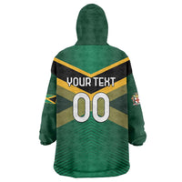 Custom Rugby Jamaica Wearable Blanket Hoodie Reggae Warriors Go Champions