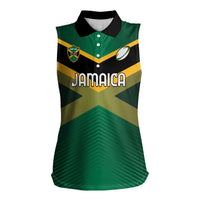 Custom Rugby Jamaica Women Sleeveless Polo Shirt Reggae Warriors Go Champions