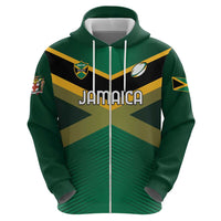 Custom Rugby Jamaica Zip Hoodie Reggae Warriors Go Champions