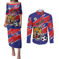 Custom Football Belize Jaguars Couples Matching Puletasi and Long Sleeve Button Shirt Team Unbelizeables Jaguars