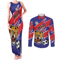 Custom Football Belize Jaguars Couples Matching Tank Maxi Dress and Long Sleeve Button Shirt Team Unbelizeables Jaguars