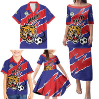 Custom Football Belize Jaguars Family Matching Puletasi and Hawaiian Shirt Team Unbelizeables Jaguars