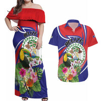Personalized Belize Toucan Couples Matching Off Shoulder Maxi Dress and Hawaiian Shirt Sub umbra floreo