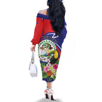 Personalized Belize Toucan Family Matching Off The Shoulder Long Sleeve Dress and Hawaiian Shirt Sub umbra floreo