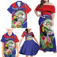 Personalized Belize Toucan Family Matching Off Shoulder Maxi Dress and Hawaiian Shirt Sub umbra floreo