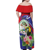Personalized Belize Toucan Family Matching Off Shoulder Maxi Dress and Hawaiian Shirt Sub umbra floreo