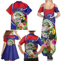 Personalized Belize Toucan Family Matching Summer Maxi Dress and Hawaiian Shirt Sub umbra floreo