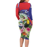 Personalized Belize Toucan Long Sleeve Bodycon Dress Sub umbra floreo