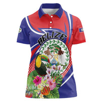 Personalized Belize Toucan Women Polo Shirt Sub umbra floreo