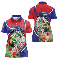 Personalized Belize Toucan Women Polo Shirt Sub umbra floreo