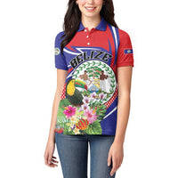 Personalized Belize Toucan Women Polo Shirt Sub umbra floreo