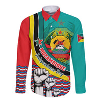 Mozambique Independence Day Long Sleeve Button Shirt Mozambiki Emblem Happy 48th Anniversary - Wonder Print Shop