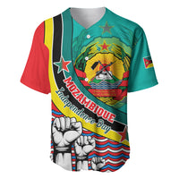 Personalised Mozambique Independence Day Baseball Jersey Mozambiki Emblem Happy 48th Anniversary - Wonder Print Shop