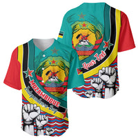 Personalised Mozambique Independence Day Baseball Jersey Mozambiki Emblem Happy 48th Anniversary - Wonder Print Shop