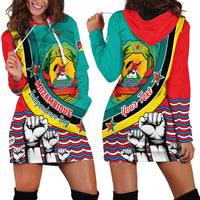 Personalised Mozambique Independence Day Hoodie Dress Mozambiki Emblem Happy 48th Anniversary - Wonder Print Shop