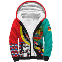 Personalised Mozambique Independence Day Sherpa Hoodie Mozambiki Emblem Happy 48th Anniversary - Wonder Print Shop