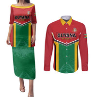 Custom Rugby Guyana Couples Matching Puletasi and Long Sleeve Button Shirt Guyana Warriors Go Champions - Wonder Print Shop