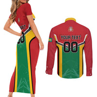 Custom Rugby Guyana Couples Matching Short Sleeve Bodycon Dress and Long Sleeve Button Shirt Guyana Warriors Go Champions - Wonder Print Shop