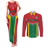 Custom Rugby Guyana Couples Matching Tank Maxi Dress and Long Sleeve Button Shirt Guyana Warriors Go Champions - Wonder Print Shop