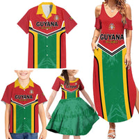 Custom Rugby Guyana Family Matching Summer Maxi Dress and Hawaiian Shirt Guyana Warriors Go Champions - Wonder Print Shop