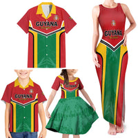Custom Rugby Guyana Family Matching Tank Maxi Dress and Hawaiian Shirt Guyana Warriors Go Champions - Wonder Print Shop