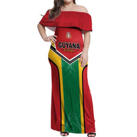 Custom Rugby Guyana Off Shoulder Maxi Dress Guyana Warriors Go Champions - Wonder Print Shop