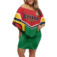Custom Rugby Guyana Off Shoulder Short Dress Guyana Warriors Go Champions - Wonder Print Shop