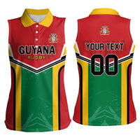 Custom Rugby Guyana Women Sleeveless Polo Shirt Guyana Warriors Go Champions - Wonder Print Shop