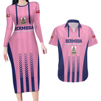 Custom Football Bermuda Couples Matching Long Sleeve Bodycon Dress and Hawaiian Shirt Gombey Warriors Go Champions - Wonder Print Shop