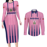 Custom Football Bermuda Couples Matching Long Sleeve Bodycon Dress and Long Sleeve Button Shirt Gombey Warriors Go Champions - Wonder Print Shop