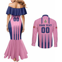 Custom Football Bermuda Couples Matching Mermaid Dress and Long Sleeve Button Shirt Gombey Warriors Go Champions - Wonder Print Shop