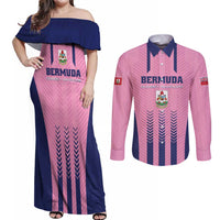 Custom Football Bermuda Couples Matching Off Shoulder Maxi Dress and Long Sleeve Button Shirt Gombey Warriors Go Champions - Wonder Print Shop