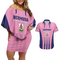 Custom Football Bermuda Couples Matching Off Shoulder Short Dress and Hawaiian Shirt Gombey Warriors Go Champions - Wonder Print Shop