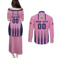 Custom Football Bermuda Couples Matching Puletasi and Long Sleeve Button Shirt Gombey Warriors Go Champions - Wonder Print Shop