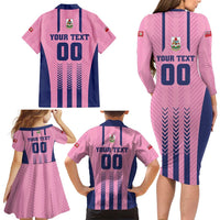 Custom Football Bermuda Family Matching Long Sleeve Bodycon Dress and Hawaiian Shirt Gombey Warriors Go Champions - Wonder Print Shop