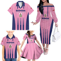 Custom Football Bermuda Family Matching Off The Shoulder Long Sleeve Dress and Hawaiian Shirt Gombey Warriors Go Champions - Wonder Print Shop